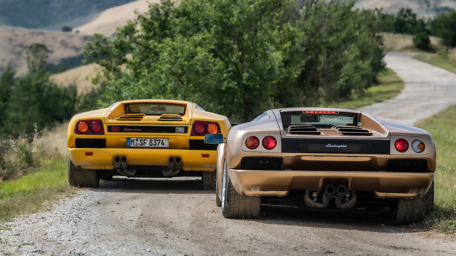 Two Lamborghini Diablos from rear view